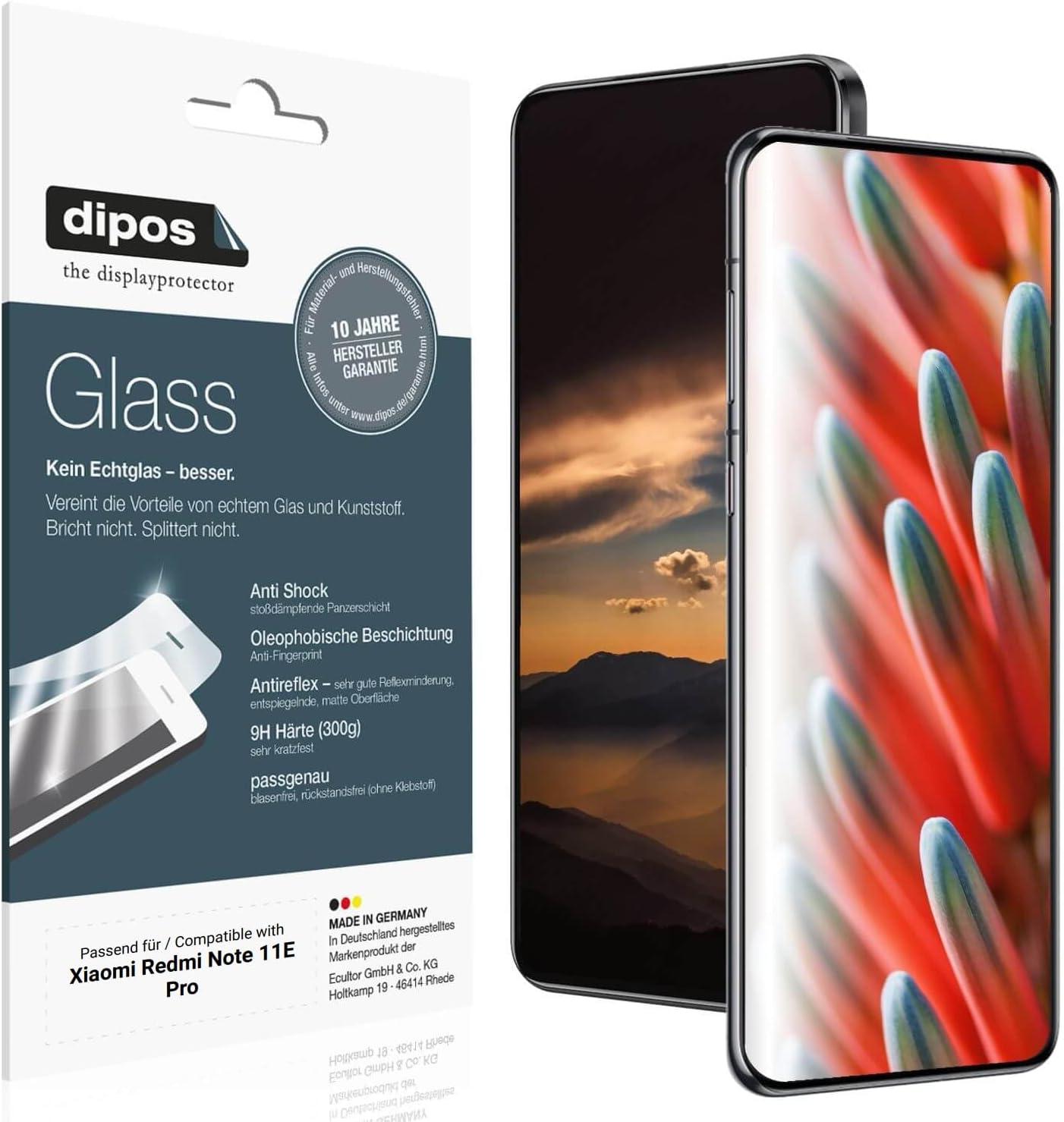 dipos I 2x Displayschutz 9H matt kompatibel mit Xiaomi Redmi Note 11E Pro Schutzfolie Anti-Shock Folie