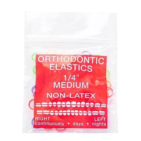 JMU Orthodontic Elastics 1/4 Medium, 100 Pack Dental Rubber Bands | Orthodontic Rubber Bands for Braces, Intraoral Elastic Bands, Latex Free, Neon, Made in USA