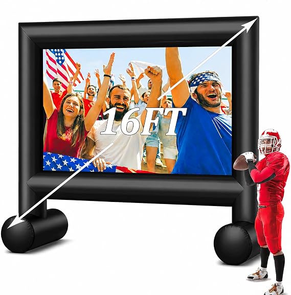 CZGBRO 16FT Inflatable Outdoor Movie Screen, Blow up Projector Screen