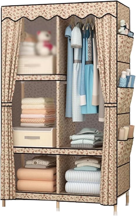 Portable Closet Small Wardrobe Closet Wood Portable Wardrobe Fabric Closets for Bedroom Easy to Assemble Closet Storage Clothes Spacious(Brown 1)