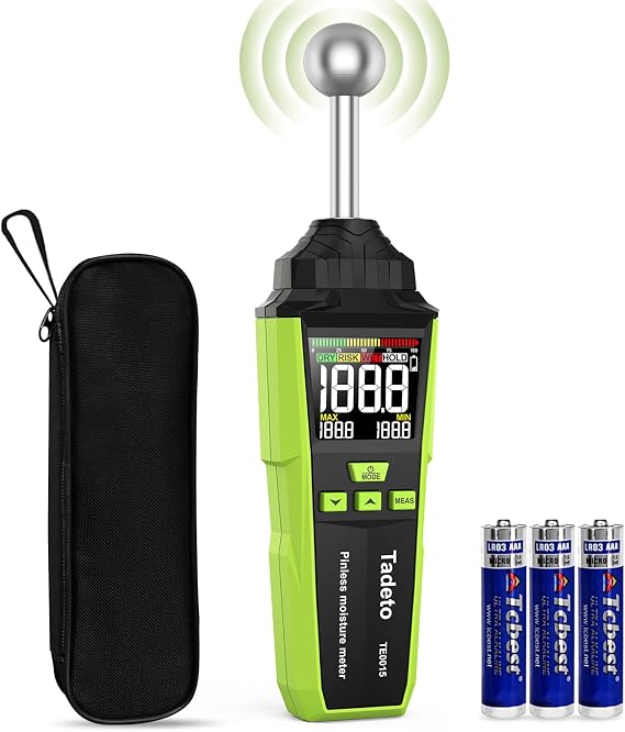 Moisture Meter, Destructure-Free Measurement Humidity Meter with Colour LCD and Acoustic Alarm, Moisture Meter for All Building Materials, Walls, Wood, Plaster, Masonry, 20-40 mm Analysis Depth
