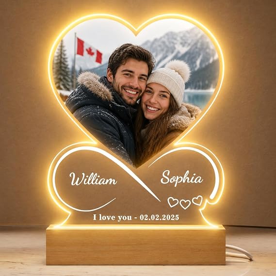 Personalized Photo Frame for Couples Custom Picture Plaque with Photo & Text, Romantic Gift for Boyfriend, Girlfriend, Husband, Wife Valentines Day, Anniversary, Birthday Keepsake