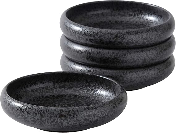 Uaral Japanese Plates Serving Dishes,Salad Bowl Set,Dessert Plate,Appetizer Plate Set of 4,5.5 inch(Black Speckled)