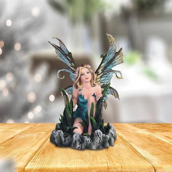 6.5" H Blue Water Fairy Figurine Statue Home/Room Decor Ideas for House Warming, Holidays and Birthdays Great Collectible Addition