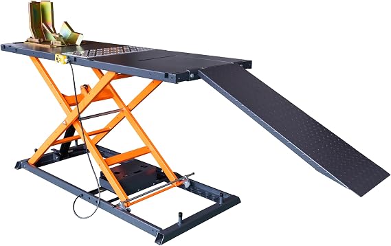 AA087 Electro HydraulicMotorcycle Lift Jack, 1100 LBS Capacity ATV Scissor Lift Jack,Motorcycle Lift Table for Motorcycle ATV UTV Powersports