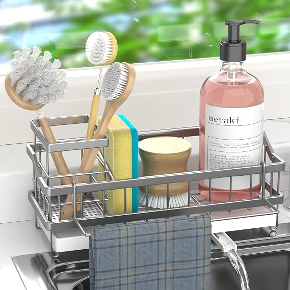 Sponge Holder for Kitchen Sink - Kitchen Accessories (Silver)
