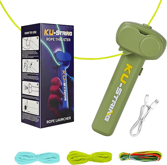 String Rope Launcher Toy - Glow in Dark Electric Fidget String Launcher Toys, Cool Lasso Loop Stuff, Silly String Launcher Rope Toy for Adults Kids Boys Girls (Green)