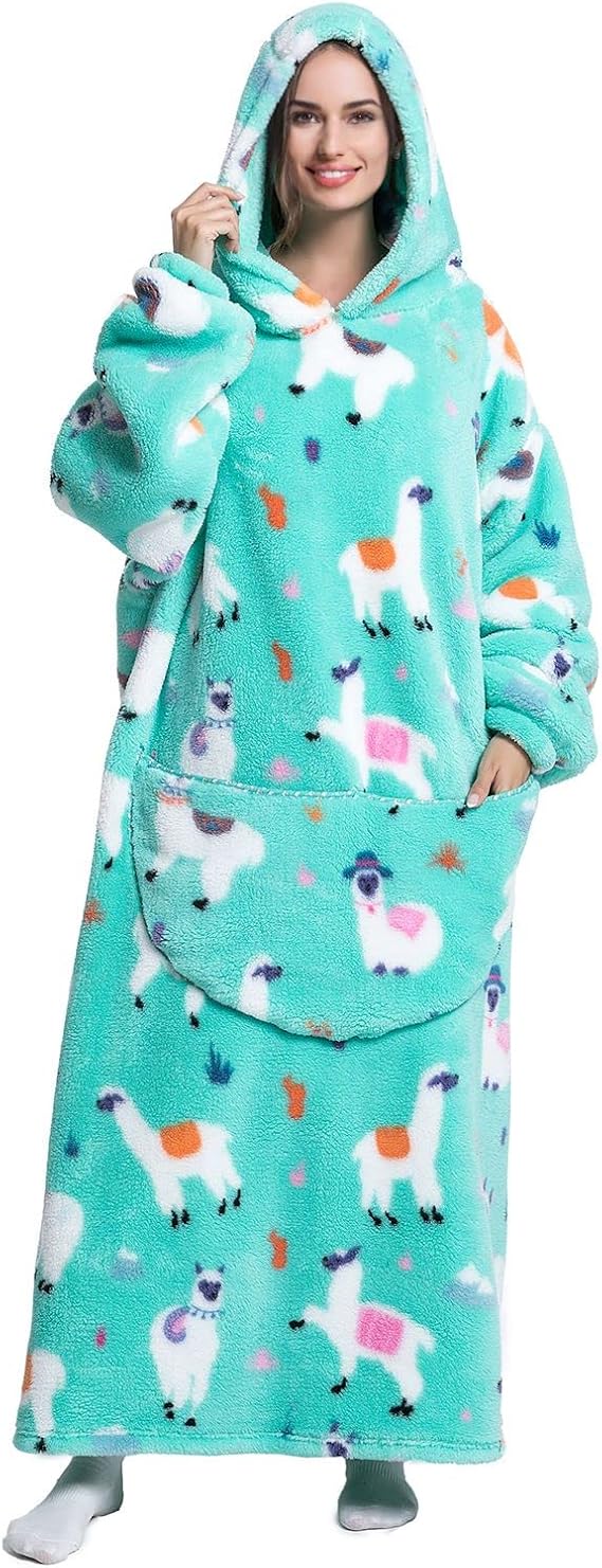 JOREAY Extra Long Oversized Blanket Hoodie, Adult Women Snuggle Fleece Wearable Blanket, Fluffy Giant Hooded Sweatshirt for Teens