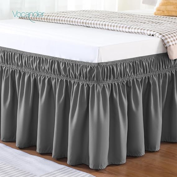King Valance Sheet 152 x 200 cm, Pleated Elastic Wrap Bed Skirt, Dark Gray