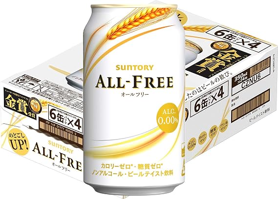 [Case of 24] Suntory Japanese Beer Beverage, All Free, 0.00% Non Alcohol, Zero Calories And Gluten Free, Japan Most Popular NA Beer - 11.2 Fl Oz