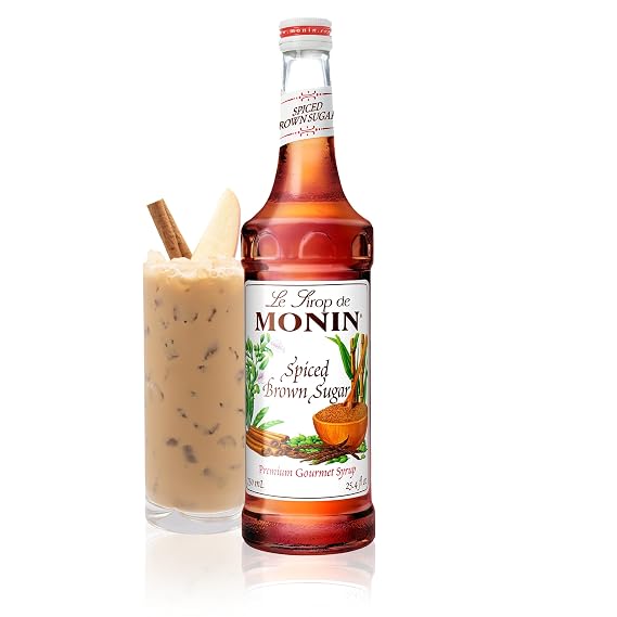 Monin Spiced Brown Sugar Syrup for Drinks- Gluten Free- 750 ml / 25.4 fl oz