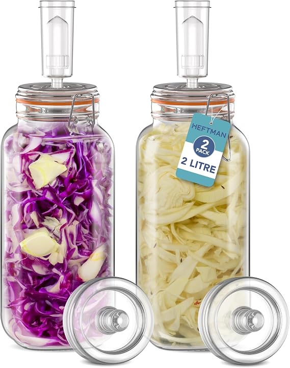 HEFTMAN Fermenting Jar 2 Pack with Airlock - 2L