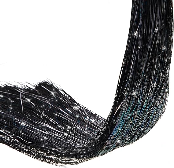 WILLBOND 2000 Strands Halloween Black Tinsel Icicle Halloween Party Decor