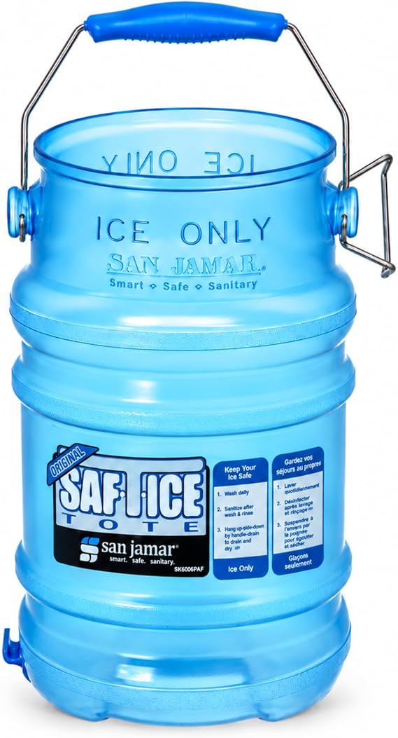 San Jamar Ice Bucket, Saf-T-Ice, 6 Gal, Made Without BPA, Blue