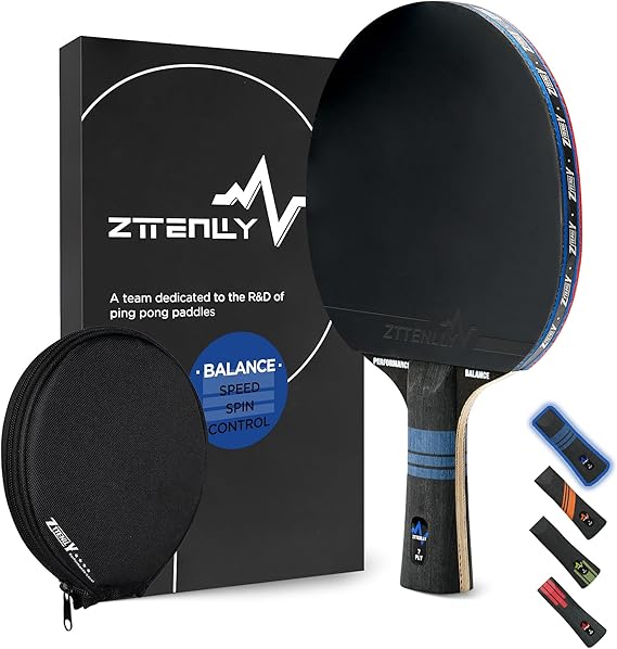 Ping Pong Paddle with Carbon Technology | Performance-Series,7-ply Finest Blade, Expert Speed/Edge/Balance, Thicker Protector Case | Table Tennis Racket for Professional