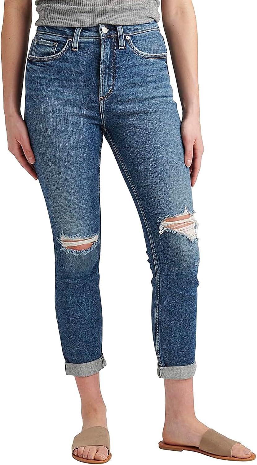 Silver Jeans Co. Womens 90s Boyfriend High Rise Slim Leg Jeans-Legacy