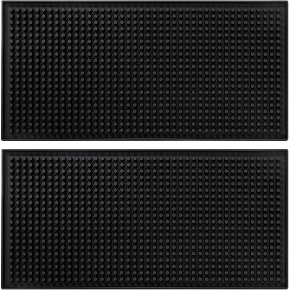 BARsics 12"x6" PVC Bar Service Mat, Non-Slip Petite Cocktail and Coffee Service Mat for Countertop, Home Bar, Kitchen, Restaurant (Pack of 2)