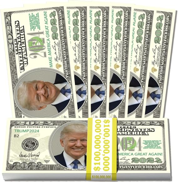 Trump 2024 Limited Edition Novelty Dollar Bill - Pack of 100 - Make American Great Again! Trump merchandise & Donald trump gifts