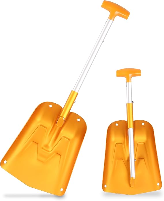 AceCamp Lightweight Collapsible Snow Shovel, Portable Adjustable Aluminum Emergency Shovel, Foldable Telescopic Winter Shovel for Car, Camping, Home
