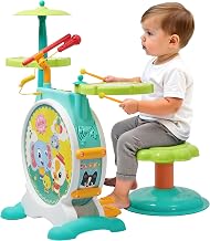PREXTEX Kids Drum Set - Toddler Drum Set Includes Toy Microphone, Adjustable Sound Bass, Electric Drums &amp; Drum Sticks for Ages 3-6