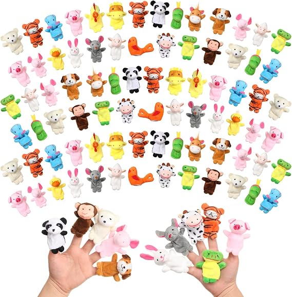 Meooeck 152 Pcs Finger Puppets Set 19 Different Stuffed Animal Finger Puppets Bulk Easter Egg Filler for Storytelling, Role Playing, Teaching, and Easter Gifts