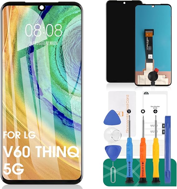 for LG V60 ThinQ 5G Screen Replacement for LG V60 ThinQ 5G LCD Display for LM-V600 A001LG Digitizer Touch Screen Assembly Replacement Repair Parts