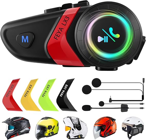 FEYA Motorcycle Helmet Speakers Super Long Battery Life Helmet Headset