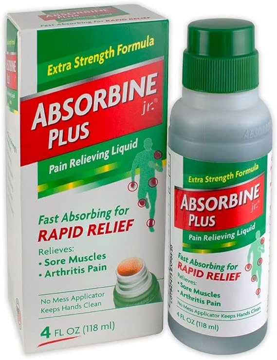 ABSORBINE JR. Plus Pain Relieving Liquid - New Extra Strength Formula - 4 fl oz