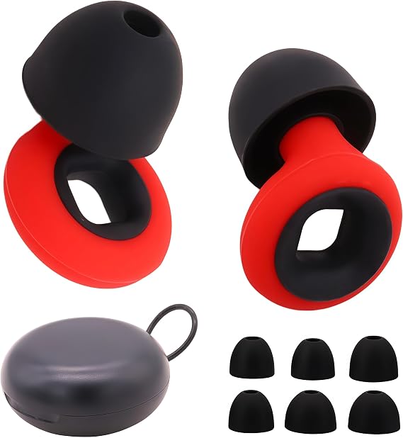 Ear Plugs for Sleep - Reusable Silicone Noise Cancelling Ear Tips with 28dB Hearing Protection for Travel, Concerts, Focus, and Comfort - Available in XS/S/M/L Sizes (Black)