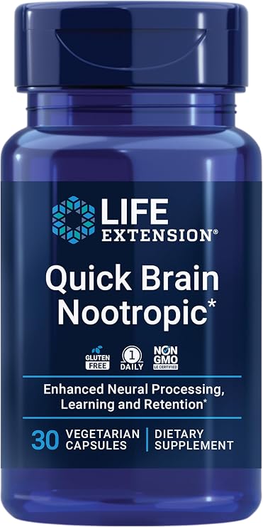 Life Extension Quick Brain Nootropic, Fast Thinking and Focus, 30 Capsules