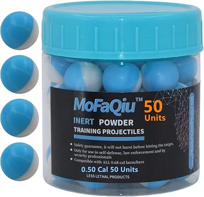 MoFaQiu.50 Cal Inert Ball,Fracture Groove Design,Laser Welding,for Training Paintball,Pepper Practice Balls, Pepper Training Ball, Compatible All .50 Cal Pepper Ball launchers 50 Count