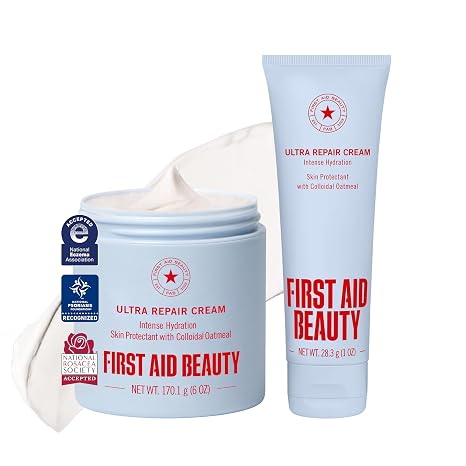 First Aid Beauty Ultra Repair Cream, Intense Hydration - Clinically Tested Face & Body Moisturizer with Colloidal Oatmeal - Supports Eczema & Dry Skin Barrier Repair - Fragrance Free