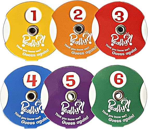 Really?! Number Dial Wheel Spinners - Set of 6 - Game Accessories with Numbers 1-6 for Multiple Uses, Red, Orange, Yellow, Green, Blue, Purple - Learn Numbers and Improve Motor Skills