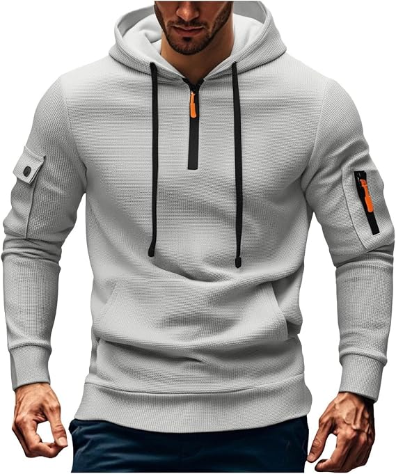 Hoodies for Men Full Zip Mens Hoodies Fleece Casual Drawstring Long Sleeve Sweatshirts Sports Hooded Jacket