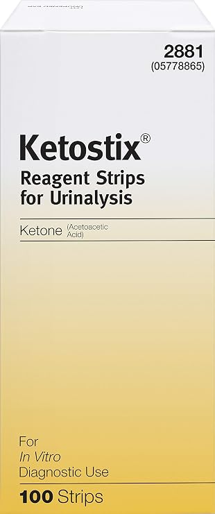 Ketostix Reagent Strips for Urinalysis, Measure Ketone Levels, 100-Count