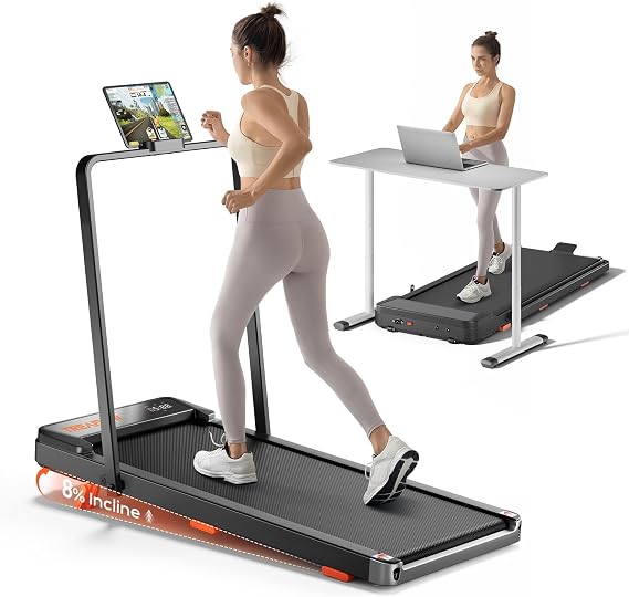 TREAFLOW Walking Pad with Incline, Under Desk Treadmills for Home