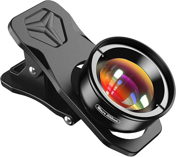 APEXEL 10X Macro Lens for iPhone and Android, Clip-On Phone Camera Lens Multi-Coated 5-Element Glass Optics with Large Aperture and 1.5-2.7 in Working Distance for Flowers, Food, Jewelry and Crafts