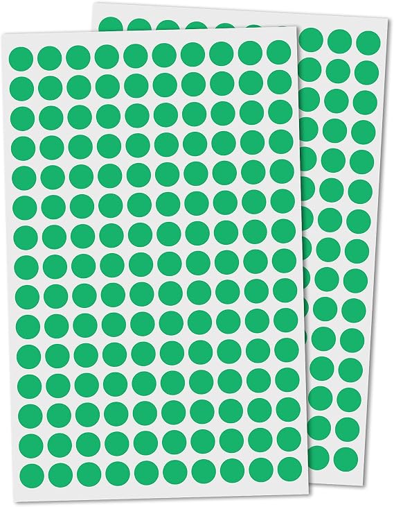 3000 Pack, 0.375" Round Dot Stickers Circle Labels - Green