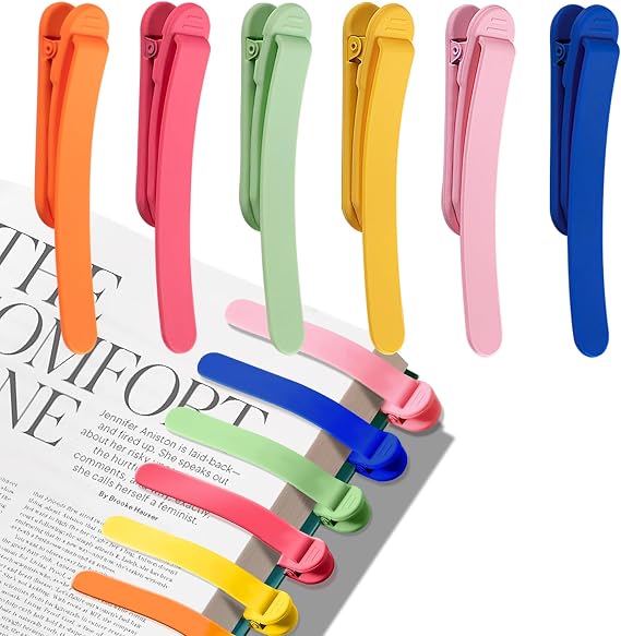 6Pcs Clip Automatic Bookmarks, Cute Page Markers for Book Lovers | Silicone Auto-Follow Page Clips, Practical Reading Accessories, Great Gifts for All Book Lovers