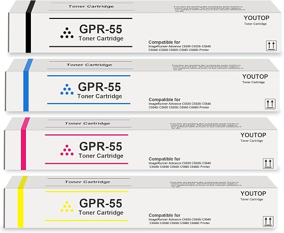 4 Pack GPR-55 GPR55 Toner Cartridges Replacement for Canon ImageRunner Advance C5535 C5535i C5540 C5540i C5550 C5550i C5560 C5560i Printer(0481C003 0482C003 0483C003 0484C003)