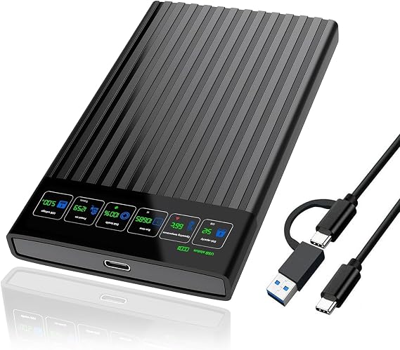 HWAYO 2.5'' 500GB Portable External Hard Drive with LCD Display HD Screen USB3.1/3.2 Type C HDD Storage for PC, Desktop, Laptop, Mac OS, Xbox One, PS4, PS5 (500GB)