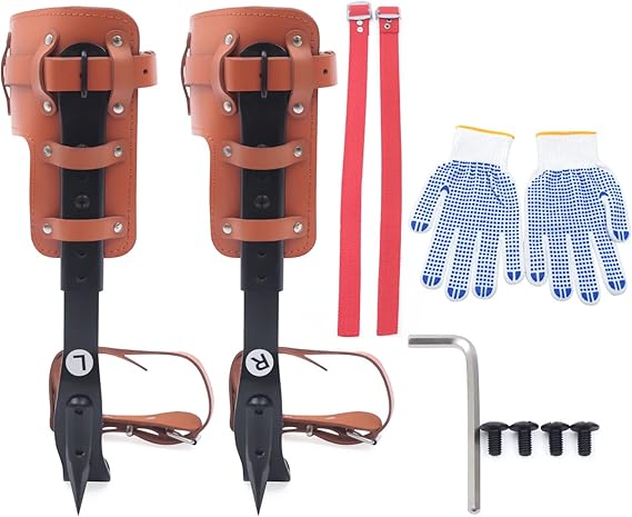 Tree Climbing Spikes Set,Tree Climbing Gear with Adjustable Climbing Belt, Tree Climbing Tool Non-Slip Pedal, Adjustable Climbing Belt and Rope for Indoor and Outdoor Sports