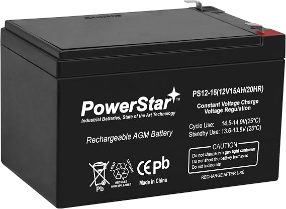 PowerStar 12V 15AH Sealed Lead Acid Battery (SLA), Replaces UB12150
