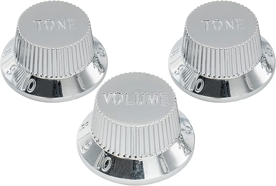 Musiclily Pro Metric 18 Splines 1 Volume 2 Tone ST Knobs Set Chrome