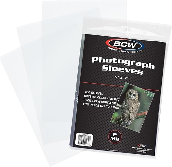 BCW 5x7 Photo Sleeves, Acid-Free Polypropylene, 100 Count