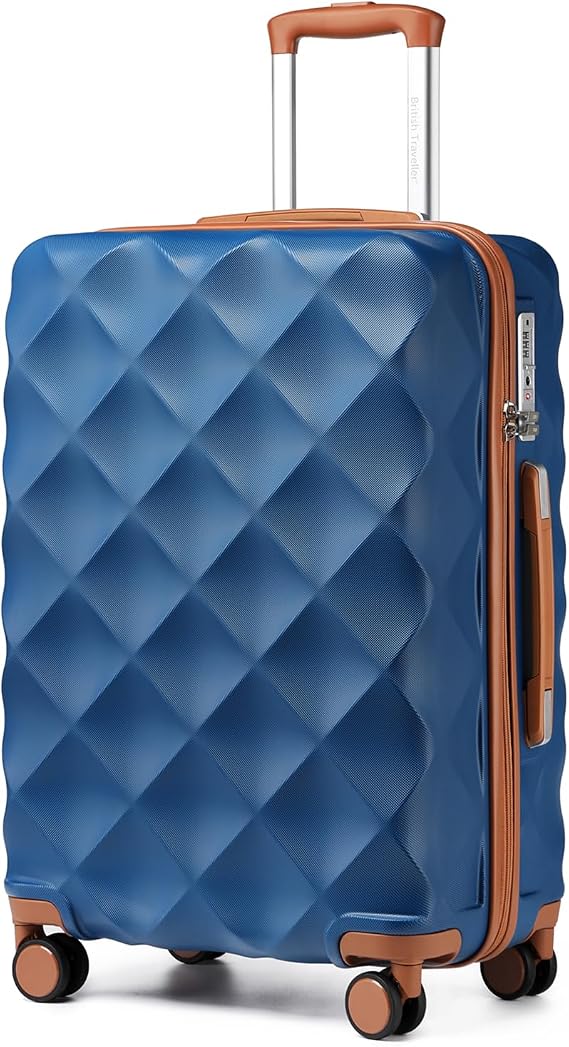 British Traveller 28 Inch Large Suitcase, ABS+PC Hard Shell Travel Luggage