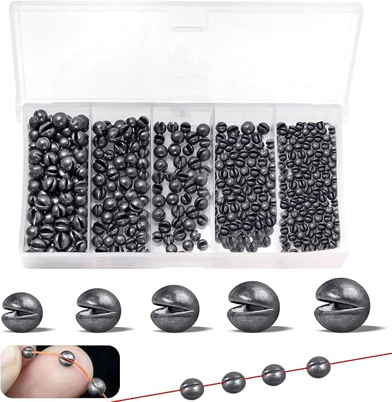 Realure 220pcs Split Shot Weights, 5 Sizes Fishing Shot Dispenser