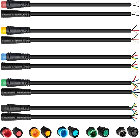 Ebike Extension Cable Julet Male/Female 2pin/3pin/4pin/5pin/6Pin DIY Waterproof Plug Cable for Electric Bicycle Display Throttle PAS Light Ebike Parts Extend Cable