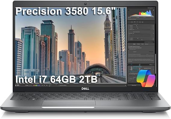 Dell Precision 3580, 15.6" FHD Laptop, Intel i7-1355U, 64GB RAM, 2TB SSD
