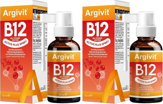 Argivit B12 Active Maxi 1000 Sprey ve Metilkobalamin, Hidroksokobalamin ve Adenosilkobalamin (30 ml) (2 paketi)